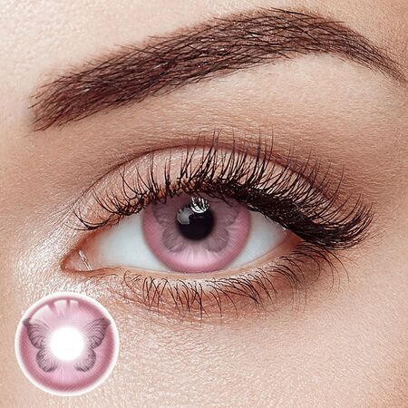 Papillon Pink Costume Prescription Yearly Contact Lenses