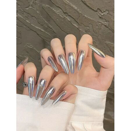 Mirror Finish Silver Nails