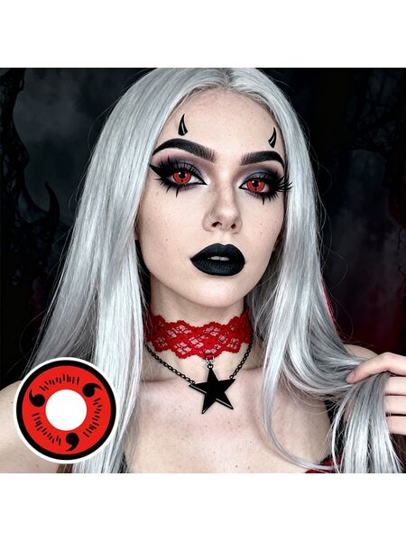 Magatama Red Costume Prescription Yearly Contact Lenses