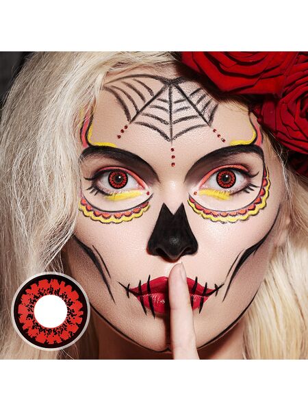 Spookshine Red Black Costume Contact Lenses