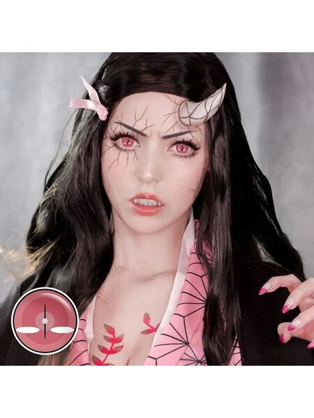 Cursed Gaze Pink Costume Yearly Contact Lenses