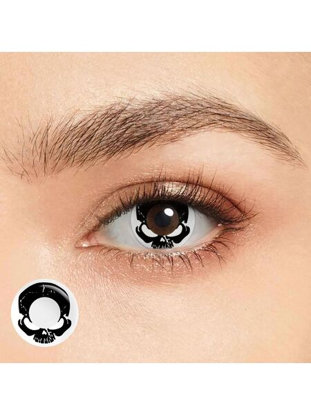 Cool Skull Black Costume Yearly Contact Lenses