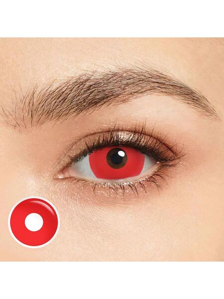 Solid Red Sclera 17mm Costume Yearly Contact Lenses
