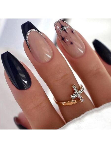 Onyx Glitter Black Nails