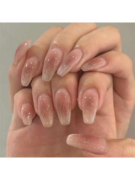 Nude Shimmer Light Khaki Nails