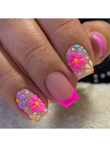 Floral Fiesta Multicolor Nails