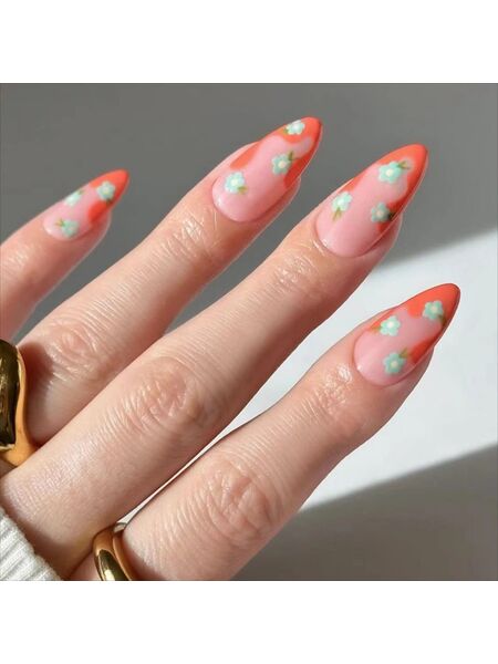 Sunset Petals Orange Nails