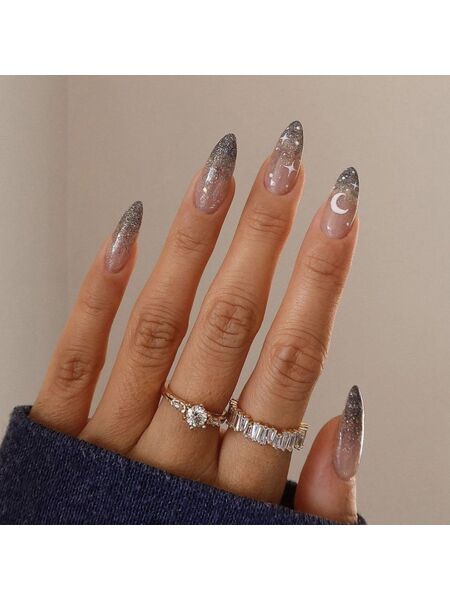 Mystic Moon Grey Nails