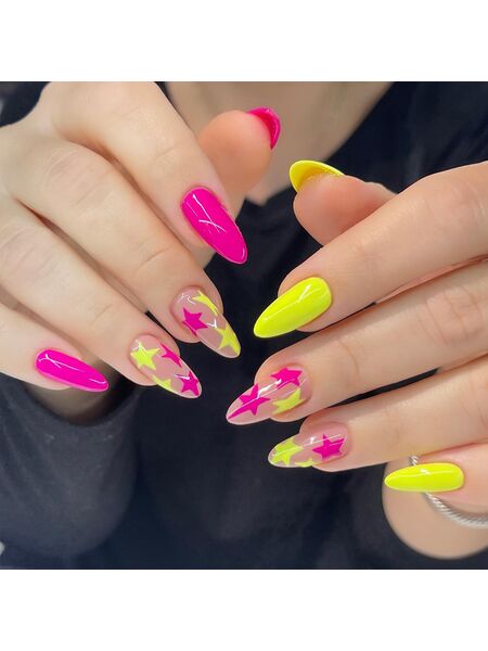 Stellar Neon Multicolor Nails