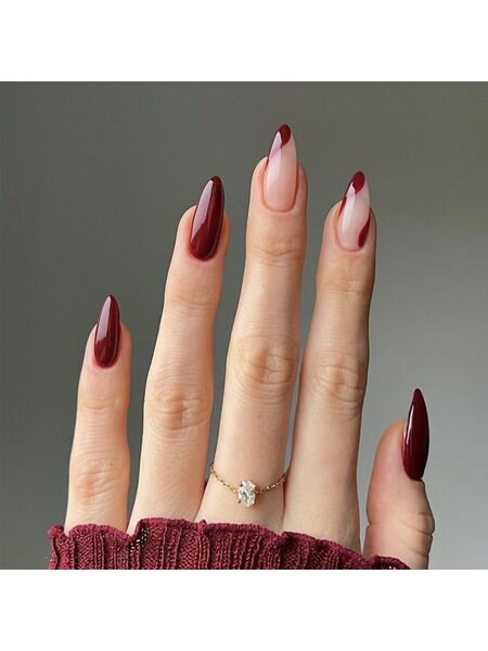 Striped Merlot Red Nails