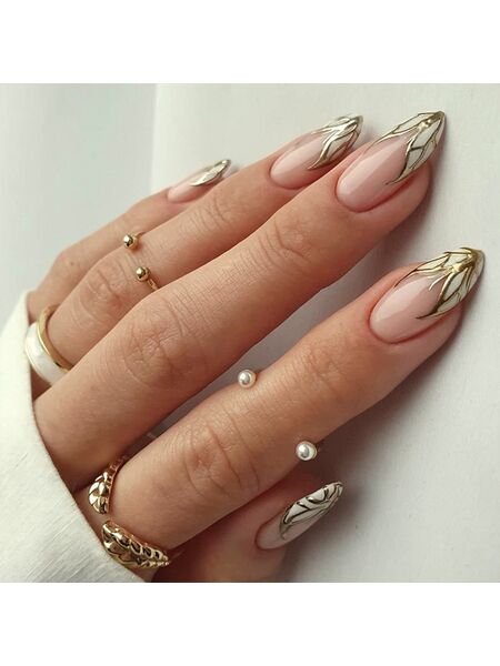 Winged Luxe Gold Nails