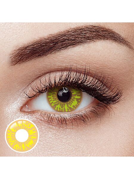 Crackle Yellow Costume Yearly Contact Lenses