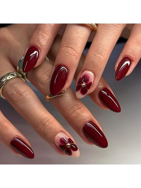 Claret Bloom Red Nails
