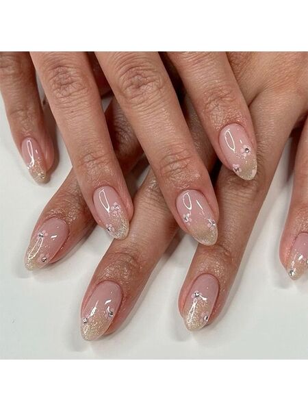 Crystal Poetry Pink Nails