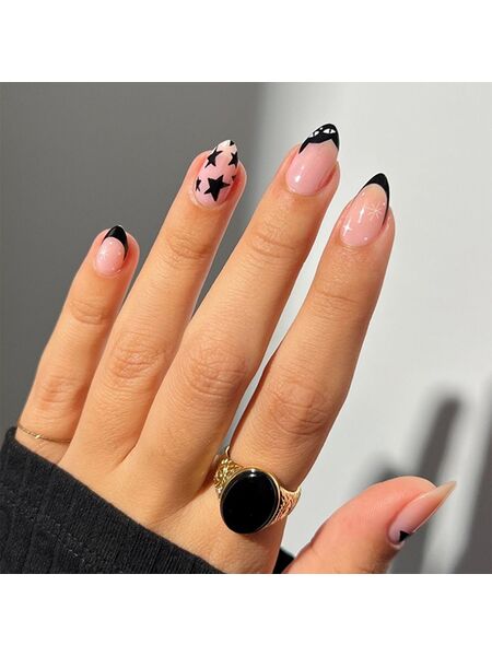Dark Stars Pink Nails