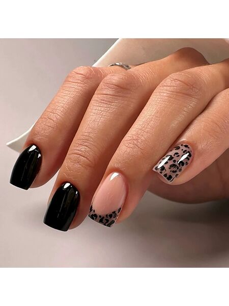 Night Leopard Black Nails