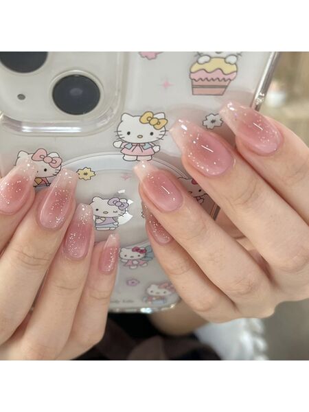 Peach Haze Pink Nails