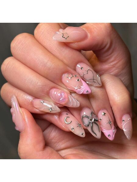 Silver Kiss Pink Nails