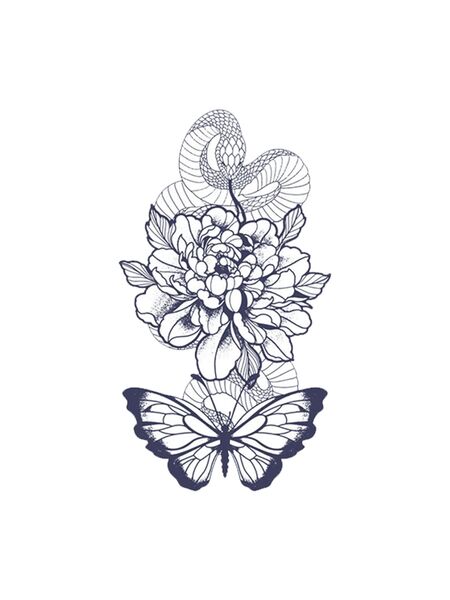 Botanical Serpentine Tattoos