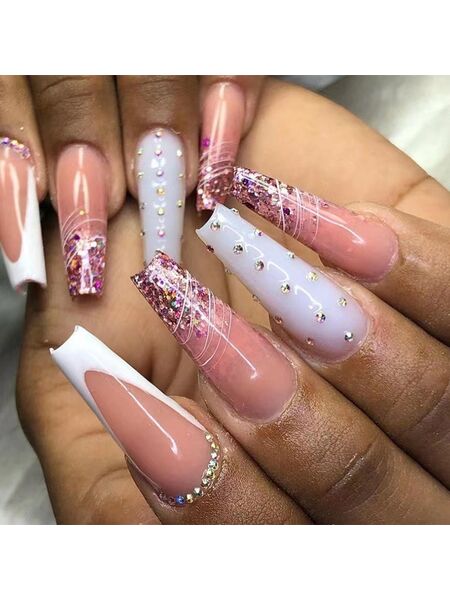 Jewel Kiss Pink Nails
