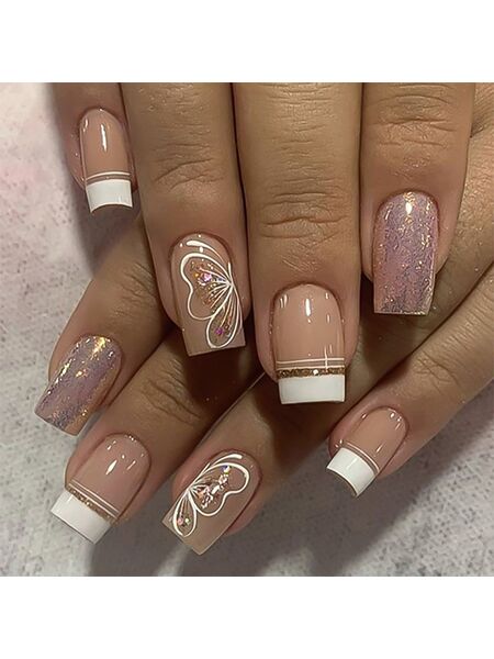 Nude Sparkle Pink Nails