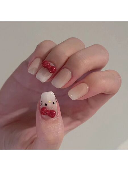 Kitty Dreams White Nails