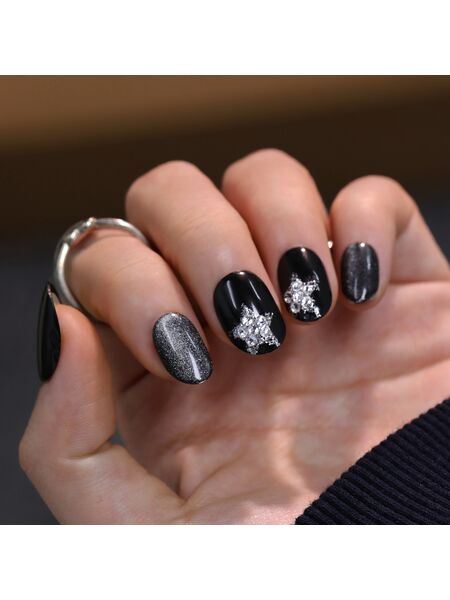 Starry Dark Black Nails