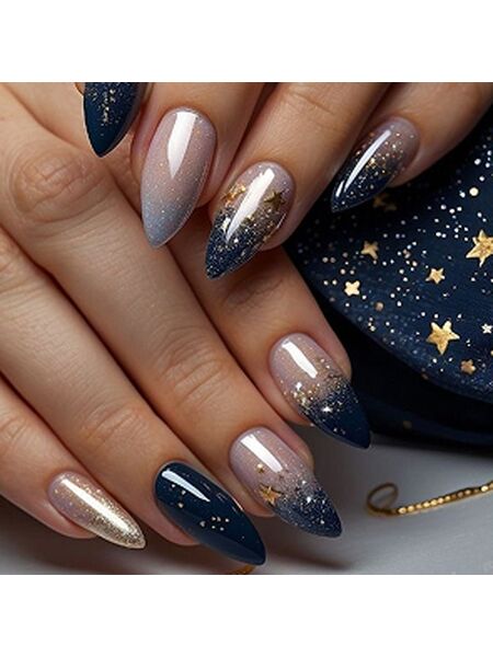 Starry Night Blue Nails