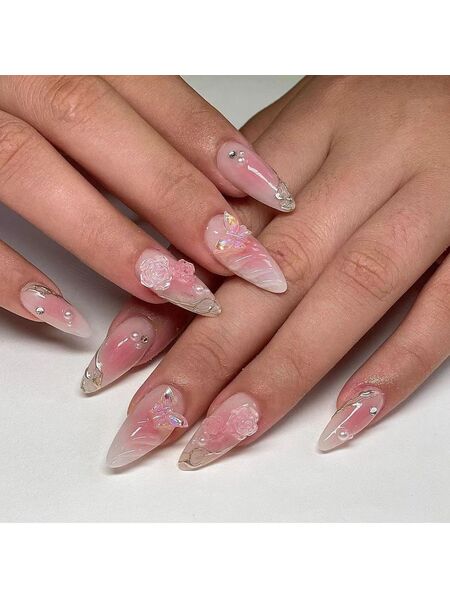 Rose Angel Pink Nails