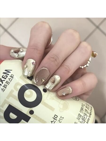 Glitter Latte Khaki Nails
