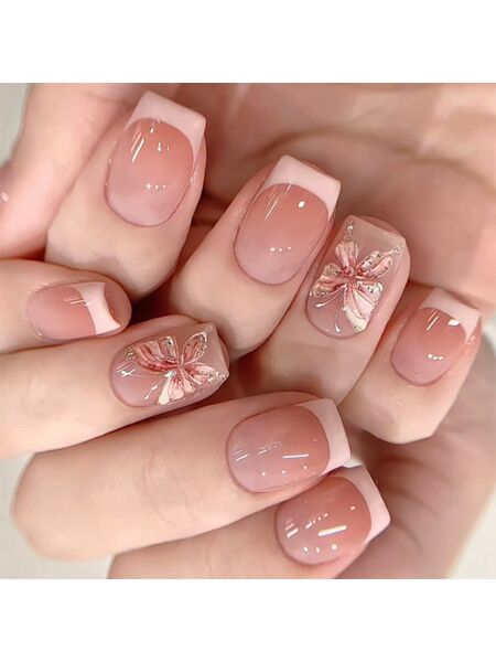 Crystal Flutter Pink Nails