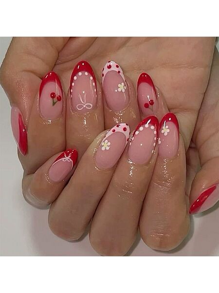 Vintage Ribbon Pink Nails