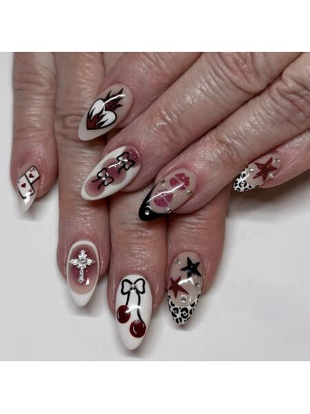 Cherry Casino Multicolor Nails