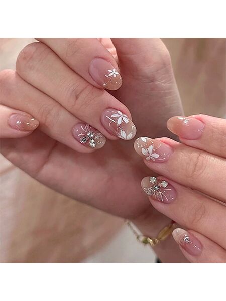 Jeweled Flora Pink Nails