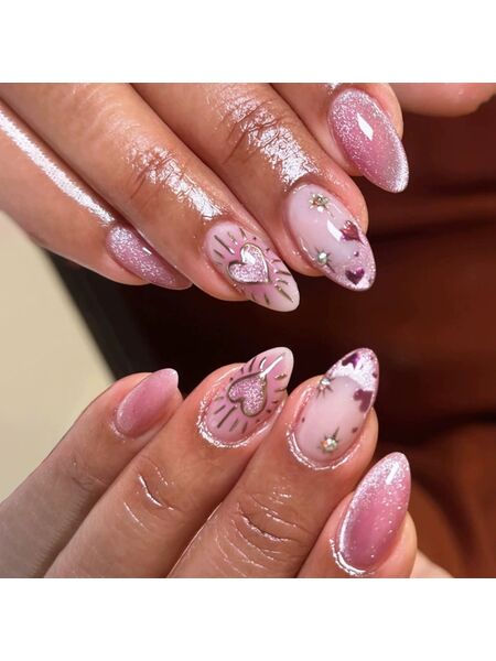 Starry Love Pink Nails
