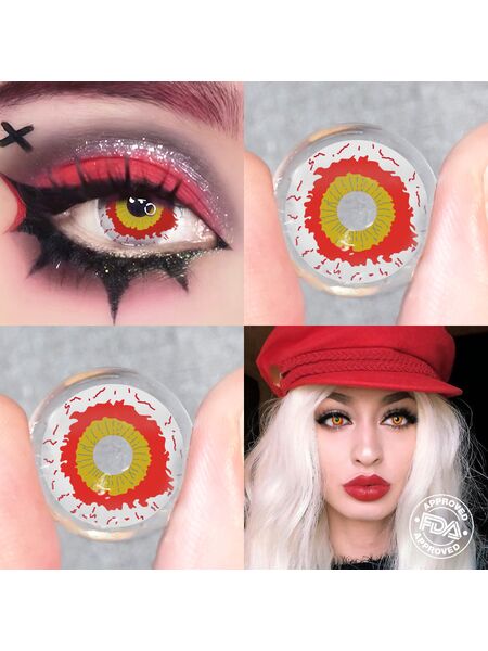 Haunted Pupil Red Costume 6 Months Contact Lenses (Infected)