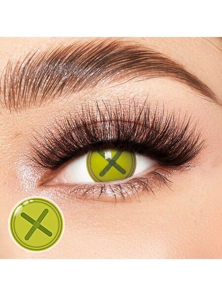 Button Eye Green Costume Yearly Contact Lenses