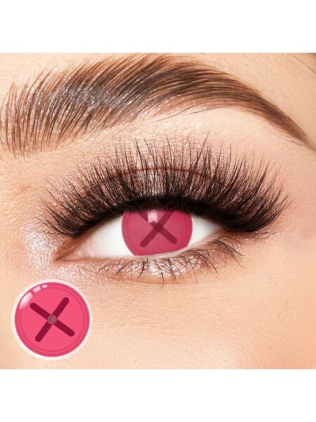 Button Eye Red Costume Yearly Contact Lenses