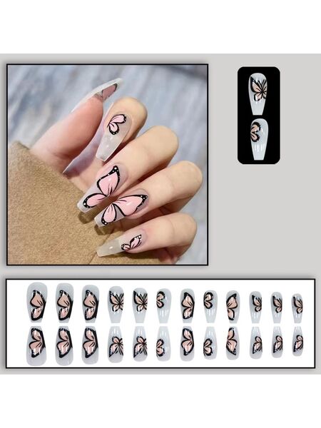 Butterfly Blush Pink Nails