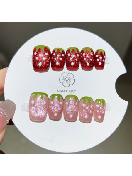 Strawberry Sparkle Pink Nails