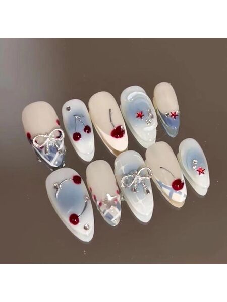 Coastal Cherry White Nails