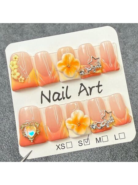 Amber Light Orange Nails