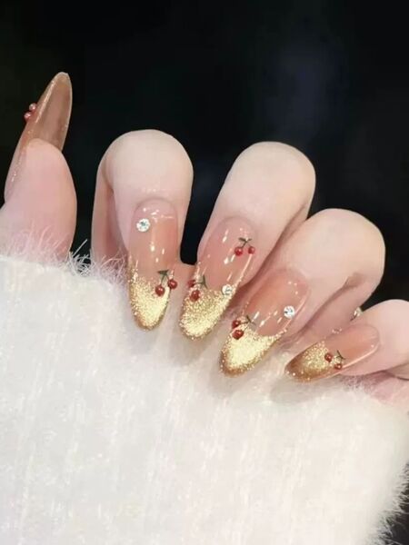 Cherry Royale Gold Nails