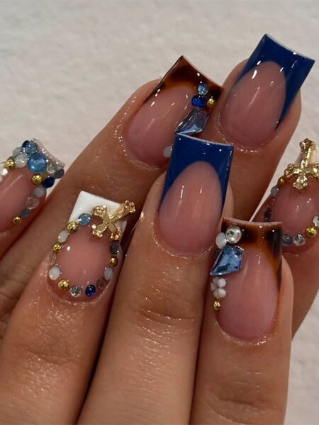 Ice Crystal Blue Nails