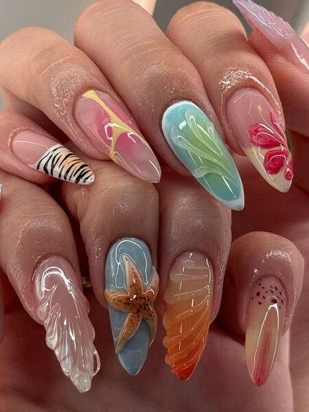 Rainbow Beach Multicolor Nails