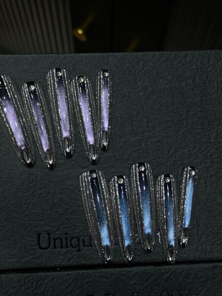 Diamond Dazzle Blue Nails