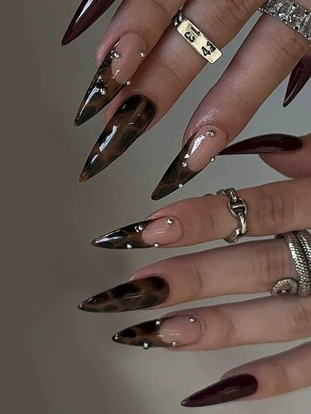 Honey Leopard Brown Nails
