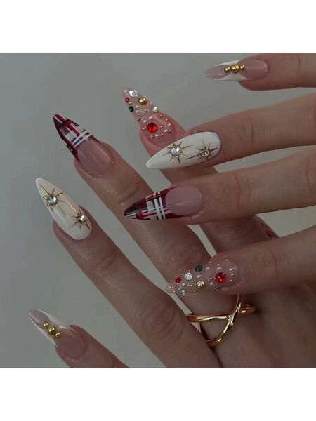 Crimson Glitz Red Nails