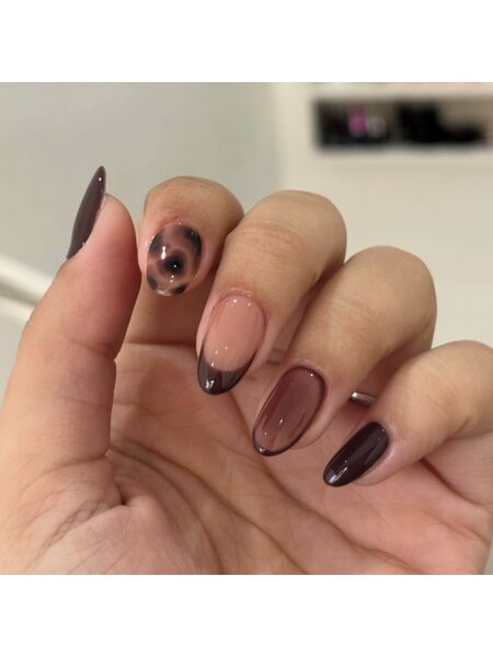 Mocha Marble Brown Nails