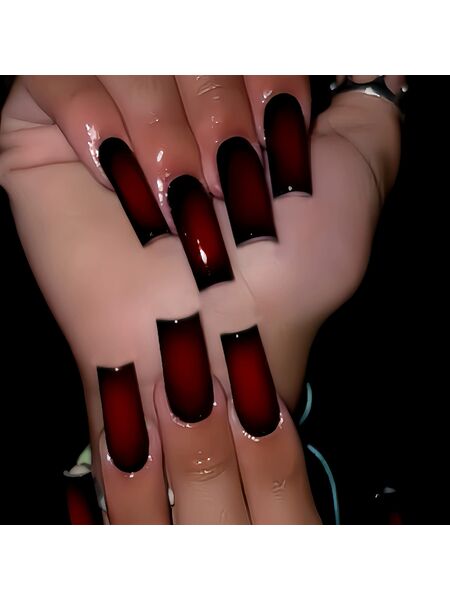 Midnight Ruby Red Nails